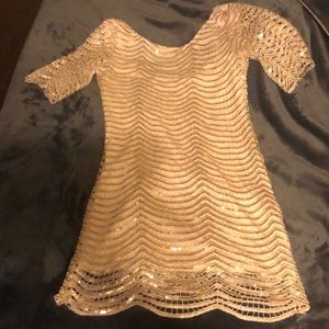Gold sequin mini dress